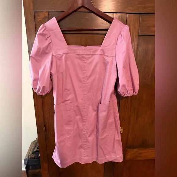 LDT Alice Ruched Short Puff Sleeve Square
Neck Mini Dress Pink Womens - Picture 4 of 8